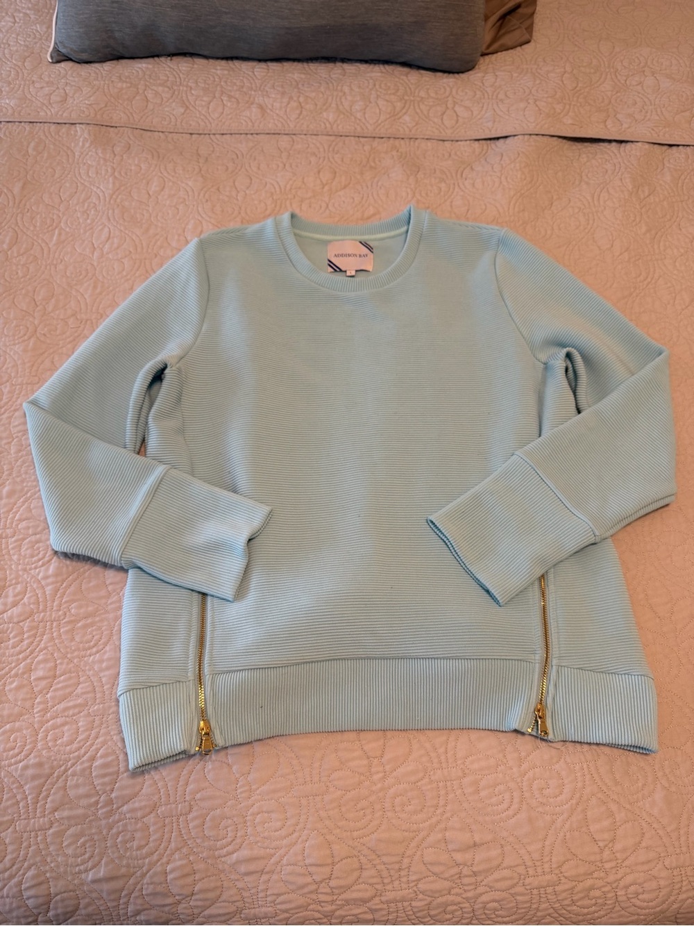 Addison Bay Active Rib Zip Everyday Crewneck sweatshirt, L